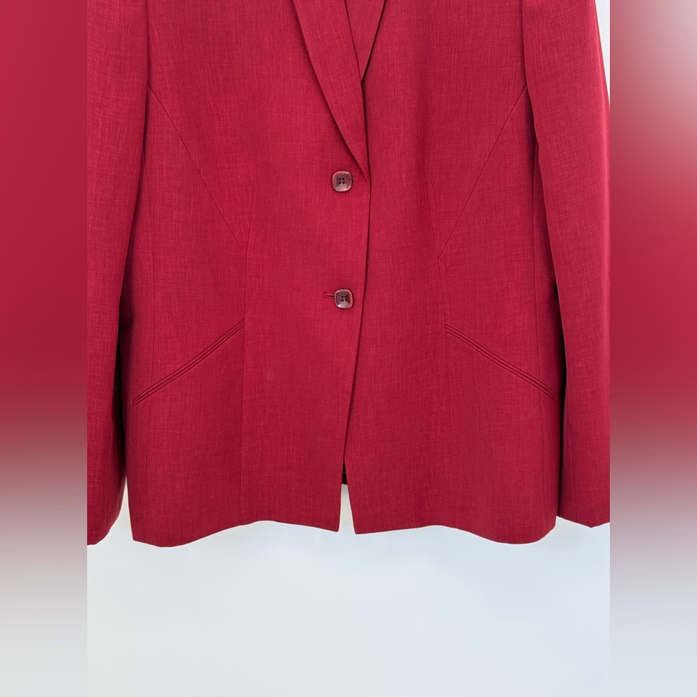 Kasper Red Skirt/Blazer Suit Set – Classic Tailored Career Office Power Suit - Picture 14 of 15